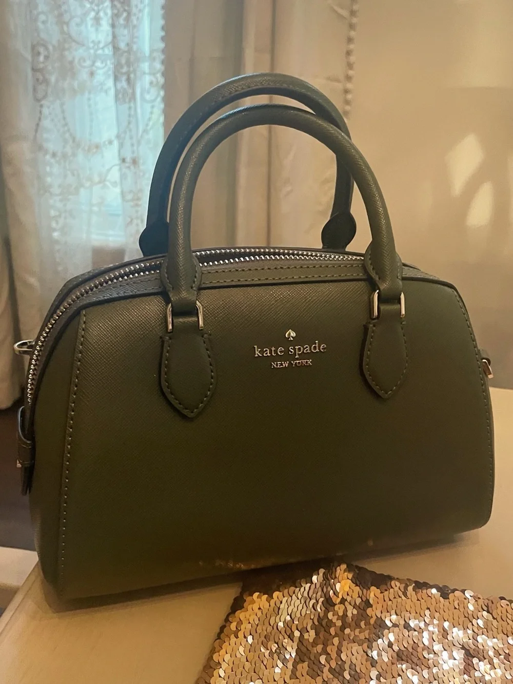 kate spade Olive Green Dome Satchel with Crossbody Strap